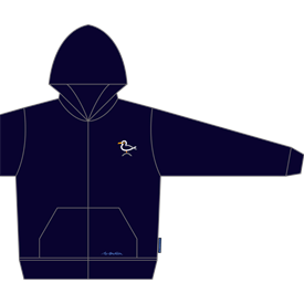 NAVY SWEATSHIRT WITH SEAGULL EMBROIDERY AND ZIPPER