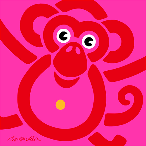 MONKEY RED POSTER </BR> 91 x 91 cm