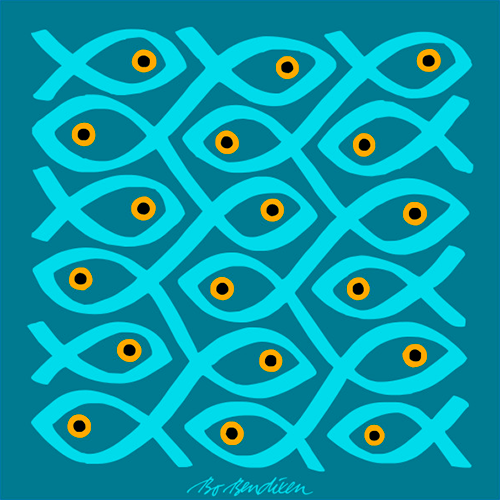 SUSHI TURQUOISE POSTER </BR> 46 x 46 cm