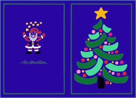 DOUBLE POSTCARD CHRISTMAS TREE BLUE