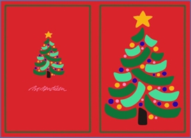 DOUBLE POSTCARD CHRISTMAS TREE RED