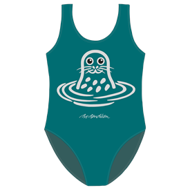 GIRLS SWIMSUIT - TURQUOISE/SILVER SEAL