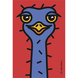 OSTRICH RED POSTER </BR> 30 x 45 cm