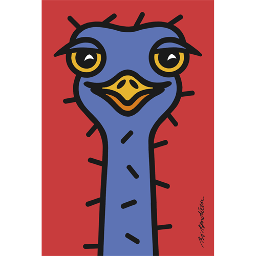 OSTRICH RED POSTER </BR> 30 x 45 cm