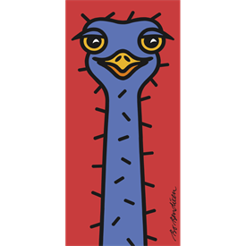 OSTRICH RED POSTER </BR> 22 x 45 cm